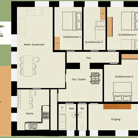 Appartamento 5, Schlafen In Der Talstation, 4 Schlafzimmer, 140 M2 Braunlage